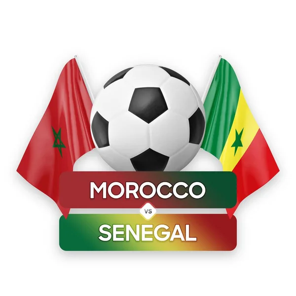 Marruecos Senegal Equipos Nacionales Fútbol Partido Concepto Competición —  Fotos de Stock