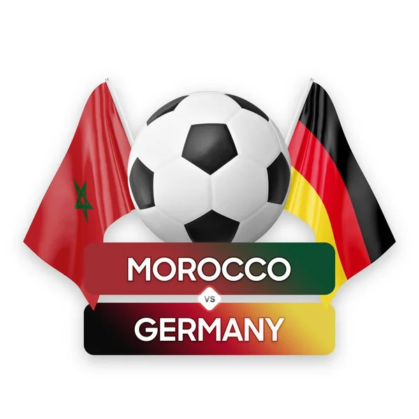 Μαρόκο Εναντίον Γερμανίας Εθνικές Ομάδες Ποδοσφαιρική Έννοια Αγώνα Ποδοσφαίρου — Φωτογραφία Αρχείου