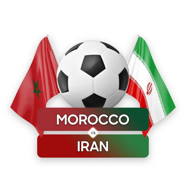 Morocco vs Iran national teams soccer football match competition concept.