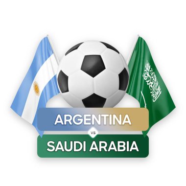 Arjantin Suudi Arabistan 'a karşı milli takımlar futbol maçı konsepti.