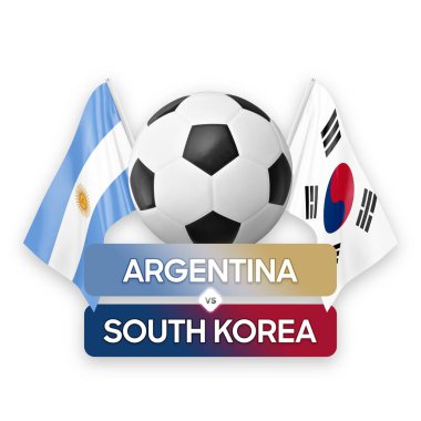 Arjantin, Güney Kore milli takımlarına karşı futbol maçı konsepti.