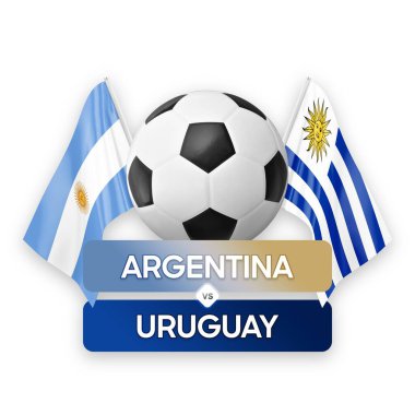 Arjantin, Uruguay milli takımlarına karşı futbol maçı konsepti.