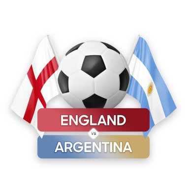 İngiltere Arjantin milli takımlarına karşı futbol maçı konsepti.