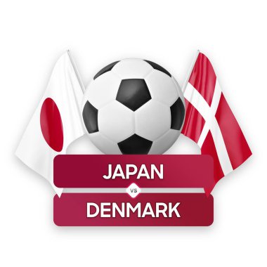 Japonya Danimarka milli takımlarına karşı futbol müsabakası konsepti.