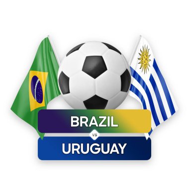 Brezilya Uruguay milli takımlarına karşı futbol maçı konsepti.