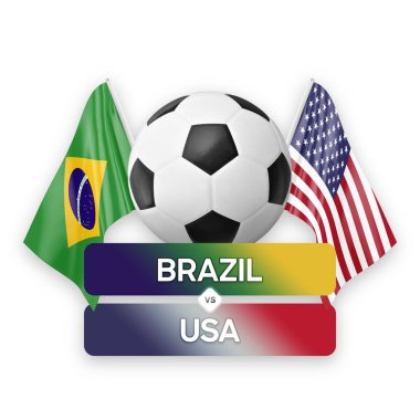 Brezilya ABD milli takımlarına karşı futbol müsabakası konsepti.