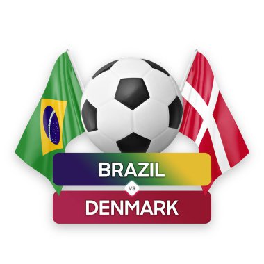 Brezilya Danimarka milli takımlarına karşı futbol müsabakası konsepti.