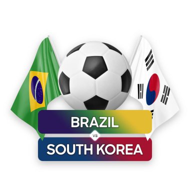 Brezilya, Güney Kore milli takımlarına karşı futbol maçı konsepti.