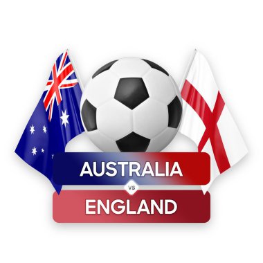Avustralya İngiltere milli takımlarına karşı futbol müsabakası konsepti.