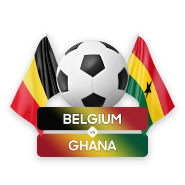 Belçika Gana milli takımlarına karşı futbol maçı konsepti.