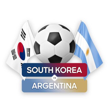 Güney Kore Arjantin milli takımlarına karşı futbol maçı konsepti.