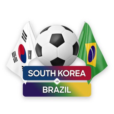 Güney Kore Brezilya milli takımlarına karşı futbol müsabakası konsepti.
