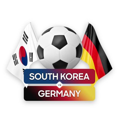 Güney Kore Almanya 'ya karşı milli takımlar futbol müsabakası konsepti.