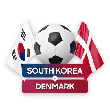 Güney Kore Danimarka milli takımlarına karşı futbol maçı konsepti.