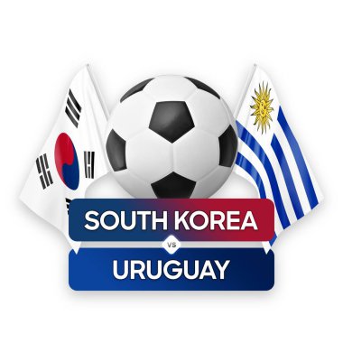 Güney Kore Uruguay milli takımlarına karşı futbol maçı konsepti.