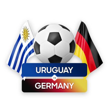 Uruguay Almanya 'ya karşı milli takımlar futbol maçı konsepti.