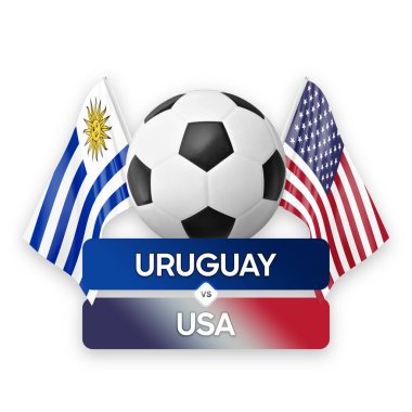 Uruguay Amerikan milli takımlarına karşı futbol maçı konsepti.