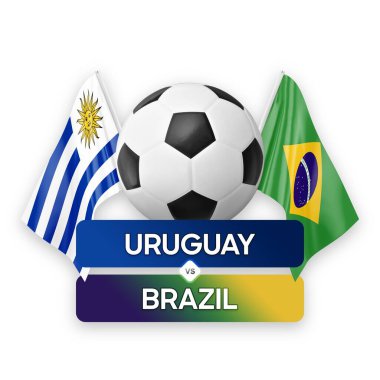 Uruguay Brezilya milli takımlarına karşı futbol maçı konsepti.