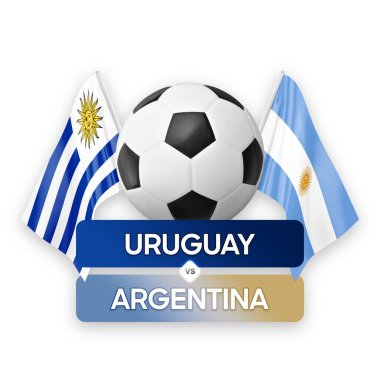 Uruguay Arjantin milli takımlarına karşı futbol maçı konsepti.