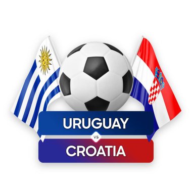 Uruguay Hırvatistan milli takımlarına karşı futbol maçı konsepti.