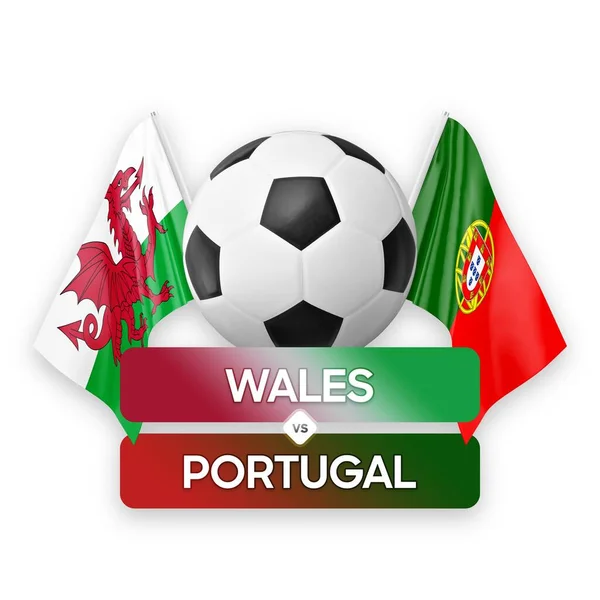 Ουαλία Εναντίον Πορτογαλίας Εθνικές Ομάδες Ποδοσφαιρική Έννοια Αγώνα Ποδοσφαίρου — Φωτογραφία Αρχείου