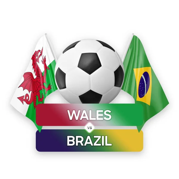 Wales Brazilië Nationale Teams Voetbal Voetbalwedstrijd Concept — Stockfoto