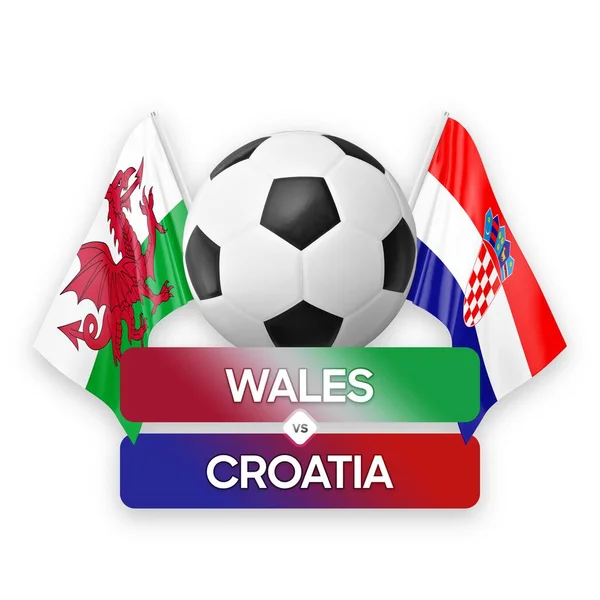 Wales Chorvatsko Národní Týmy Fotbal Zápas Soutěžní Koncept — Stock fotografie