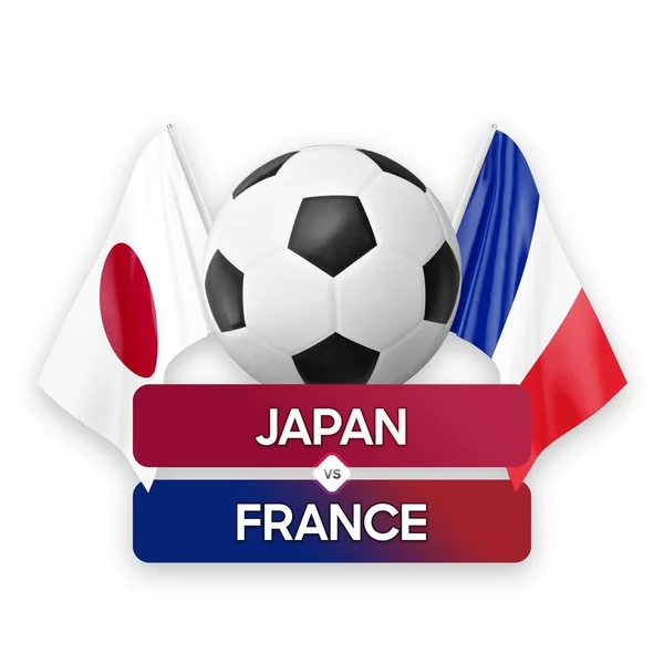 Japan vs France national teams soccer football match competition concept.