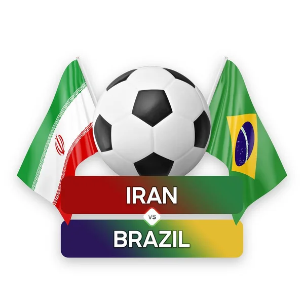 Iran vs Brazil national teams soccer football match competition concept.