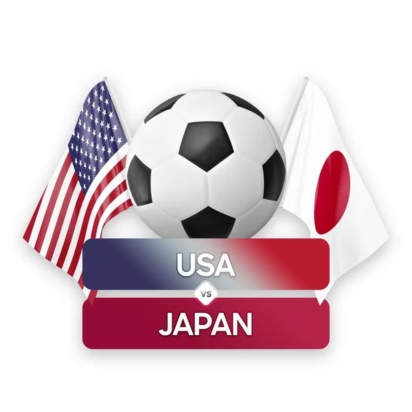 Ηπα Εναντίον Ιαπωνίας Εθνικές Ομάδες Ποδοσφαίρου Αγώνα Έννοια Του Διαγωνισμού — Φωτογραφία Αρχείου