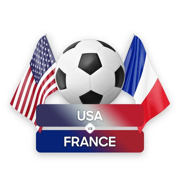 美国对法国国家足球队足球比赛的概念 — 图库照片