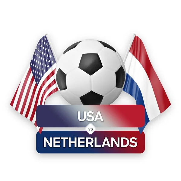 美国对荷兰国家队足球比赛概念 — 图库照片
