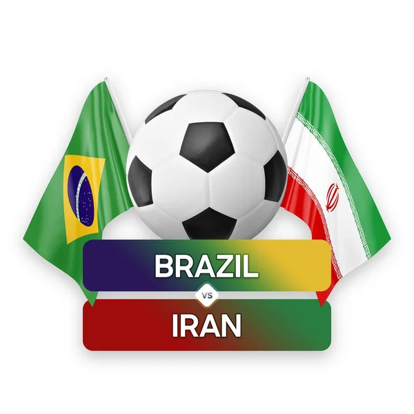 Brazil vs Iran national teams soccer football match competition concept.