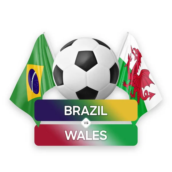 Brasilien Wales Nationalmannschaften Fußballspiel Wettbewerb Konzept — Stockfoto