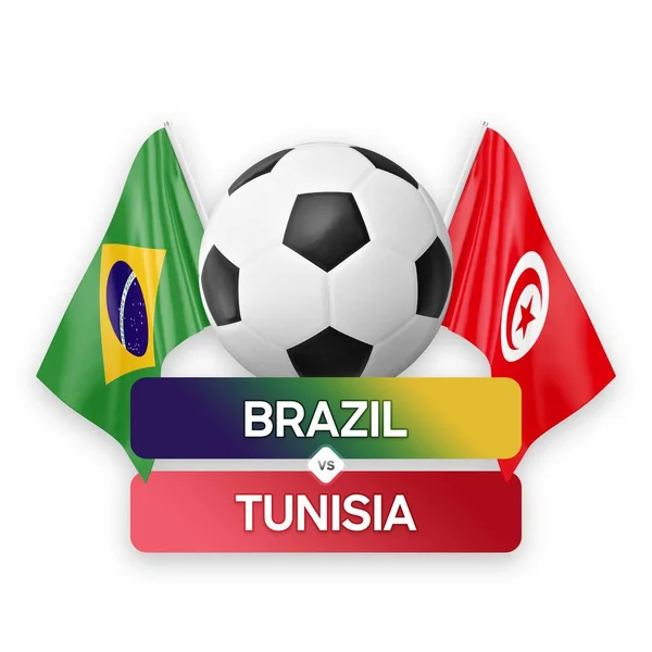 Brazil Tunisia National Teams Soccer Football Match Competition Concept — Stock Photo, Image