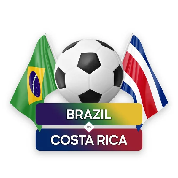 巴西对哥斯达黎加国家足球队足球比赛概念 — 图库照片