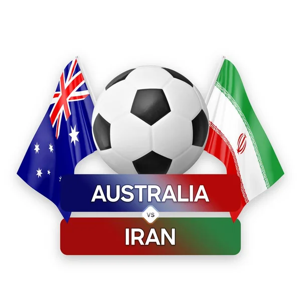 Australia vs Iran national teams soccer football match competition concept.