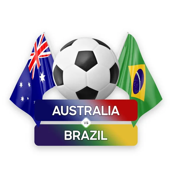 Австралія Проти Бразилії Концепція Футбольних Матчів — стокове фото