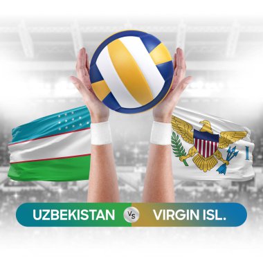 Özbekistan, Virgin Adalarına karşı milli takımlar voleybol voleybol topu yarışma konsepti.