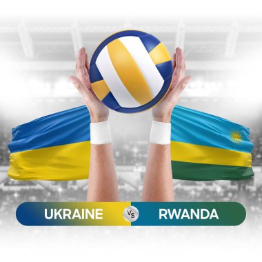 Ukrayna Ruanda milli takımlarına karşı voleybol voleybol topu yarışma konsepti.