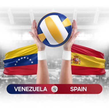 Venezuela İspanya milli takımlarına karşı voleybol voleybol maçı konsepti.