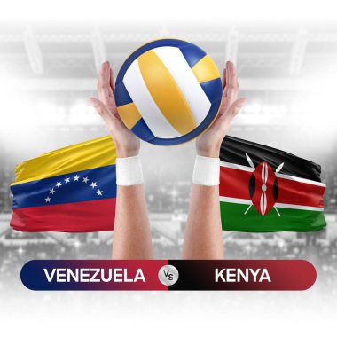 Venezuela Kenya milli takımlarına karşı voleybol voleybol topu yarışma konsepti.