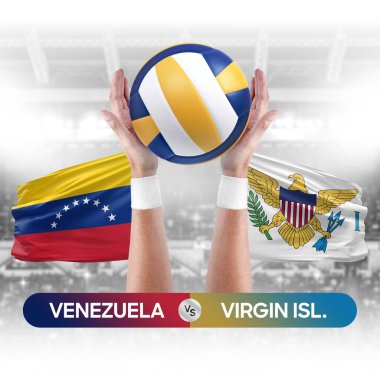 Venezuela Virgin Adalarına karşı milli takımlar voleybol voleybol topu yarışma konsepti.