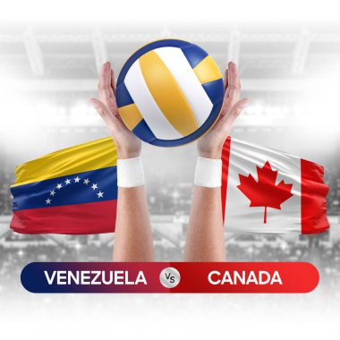 Venezuela, Kanada milli takımlarına karşı voleybol voleybol maçı konsepti.