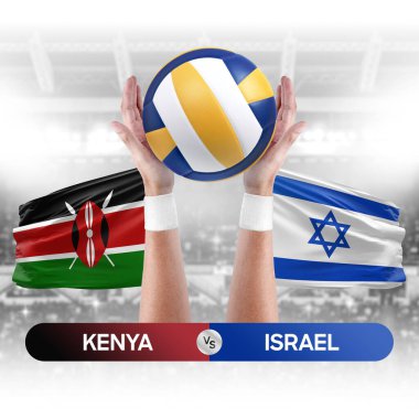 Kenya İsrail milli takımlarına karşı voleybol voleybol maçı konsepti.