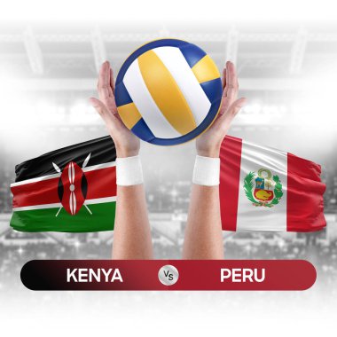 Kenya, Peru milli takımlarına karşı voleybol voleybol topu yarışma konsepti.