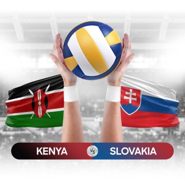 Kenya, Slovakya milli takımlarına karşı voleybol voleybol topu yarışma konsepti.