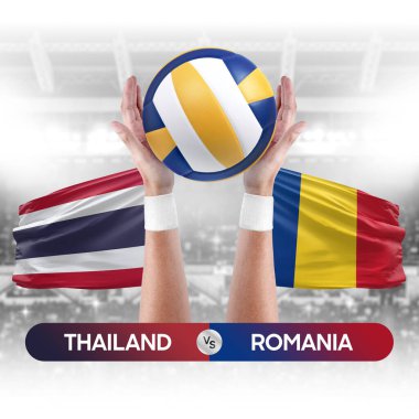 Tayland Romanya milli takımlarına karşı voleybol voleybol maçı konsepti.