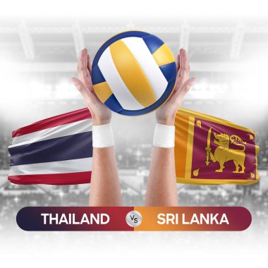 Tayland, Sri Lanka milli takımlarına karşı voleybol voleybol topu yarışması konsepti.