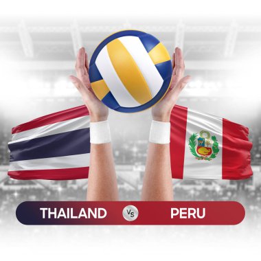 Tayland, Peru milli takımlarına karşı voleybol voleybol maçı konsepti.